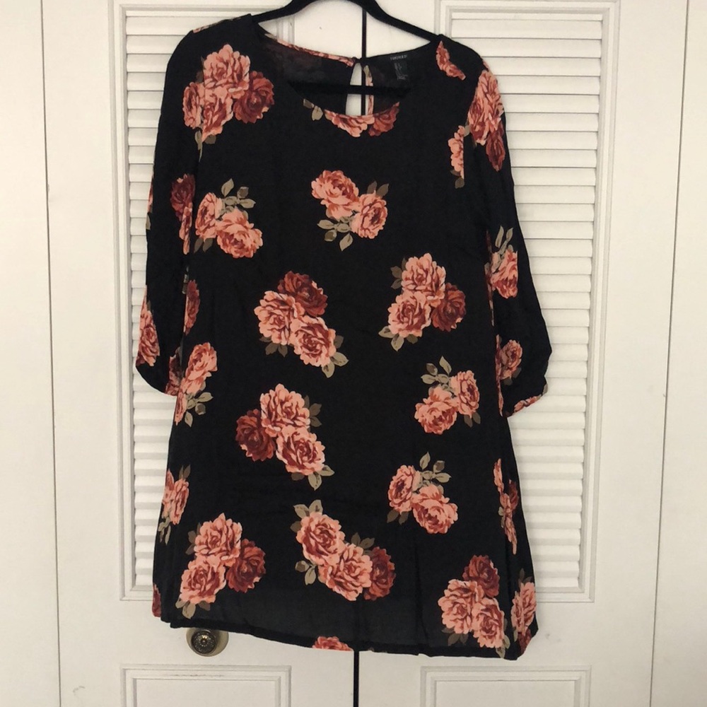 Floral long sleeve mini dress